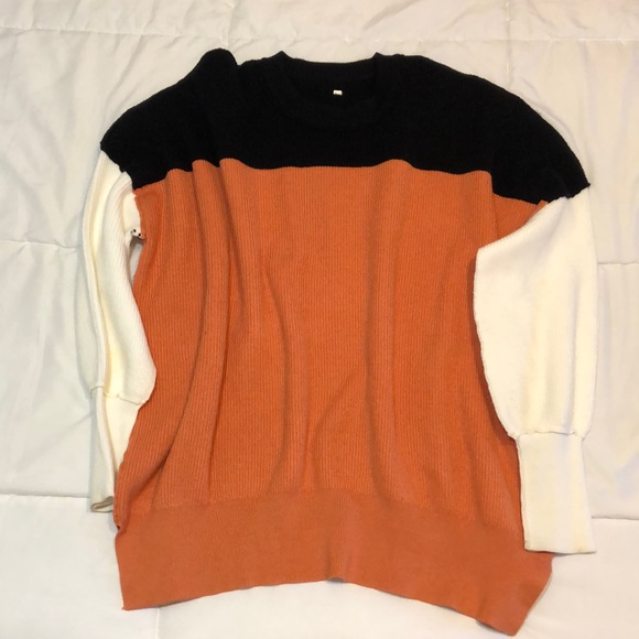 Anrabess Women Crewneck Batwing Sleeve Oversized Side Slit Ribbed Knit Sweater - Picture 7 of 10